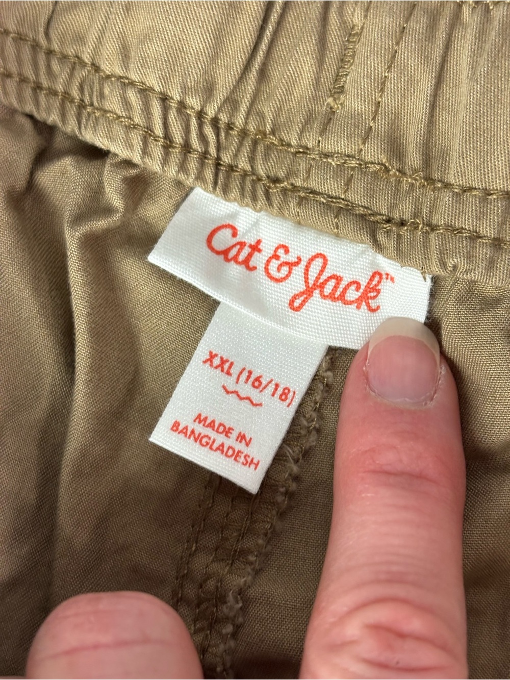 Cat & Jack pull-on khaki shorts elastic waistband drawstring size XXL 14-16 - Picture 6 of 9